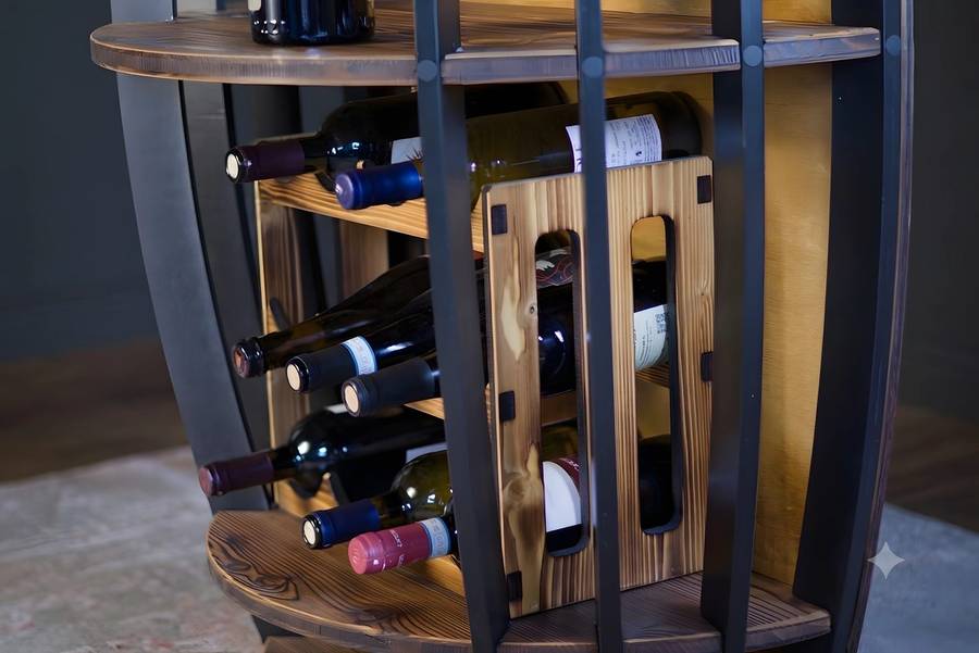 Interno con bottiglie e calici